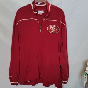 Mitchell & Ness San Francisco 49ers Red Quarter Zip Sweatshirt Mens XL